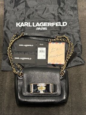 NWT Karl Lagerfeld Bridgette Genuine Leather Shoulder Bag with Dust Bag